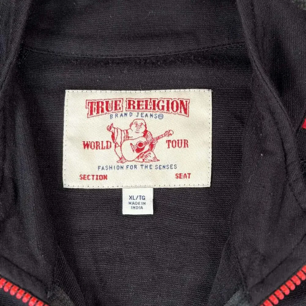 True Religion World Tour Black and Red Stripe Track Jacket XL